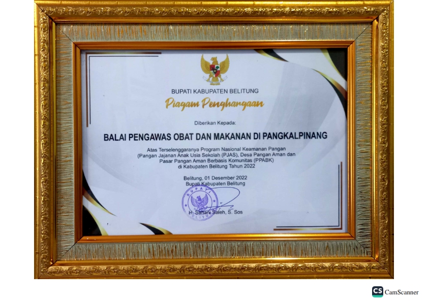 Penghargaan dari Bupati Belitung Program Nasional - 2022