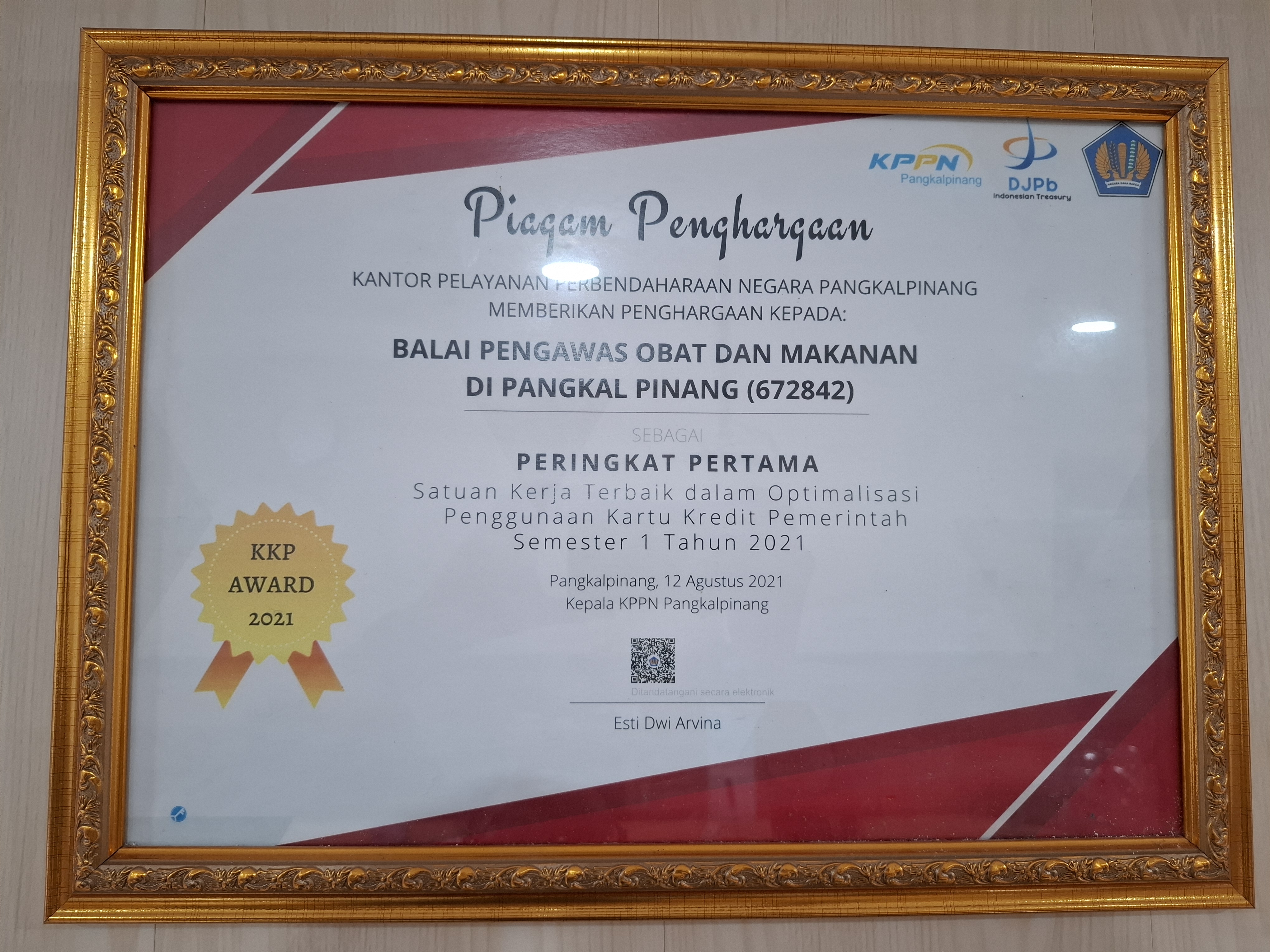 Peringkat I KKP Semester I TA 2021 - 2021